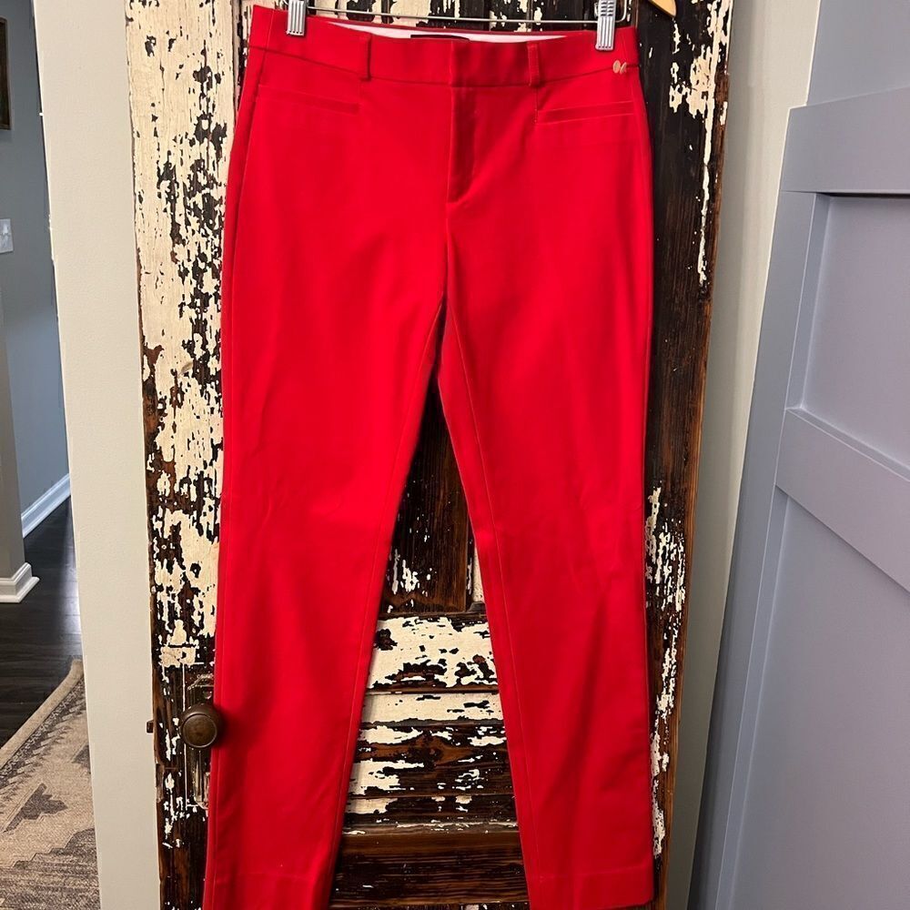 NWOT Banana Republic Sloan Pants Ultra Red Size 4 L Rayon Cotton Spandex pants.